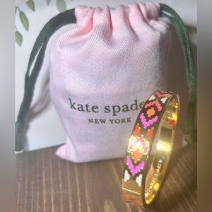 Kate Spade "Spice Things Up" Gold Bracelet with Pink & Green Duster Bag